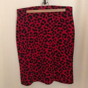 Red leopard print Ann Taylor skirt size 12